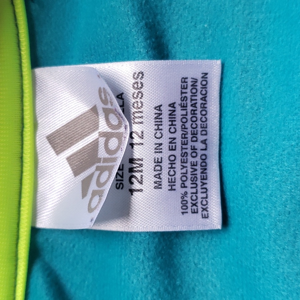 Adidas Baby Boy's Front Zip Teal and Blue Jacket Size 12M - Picture 4 of 6